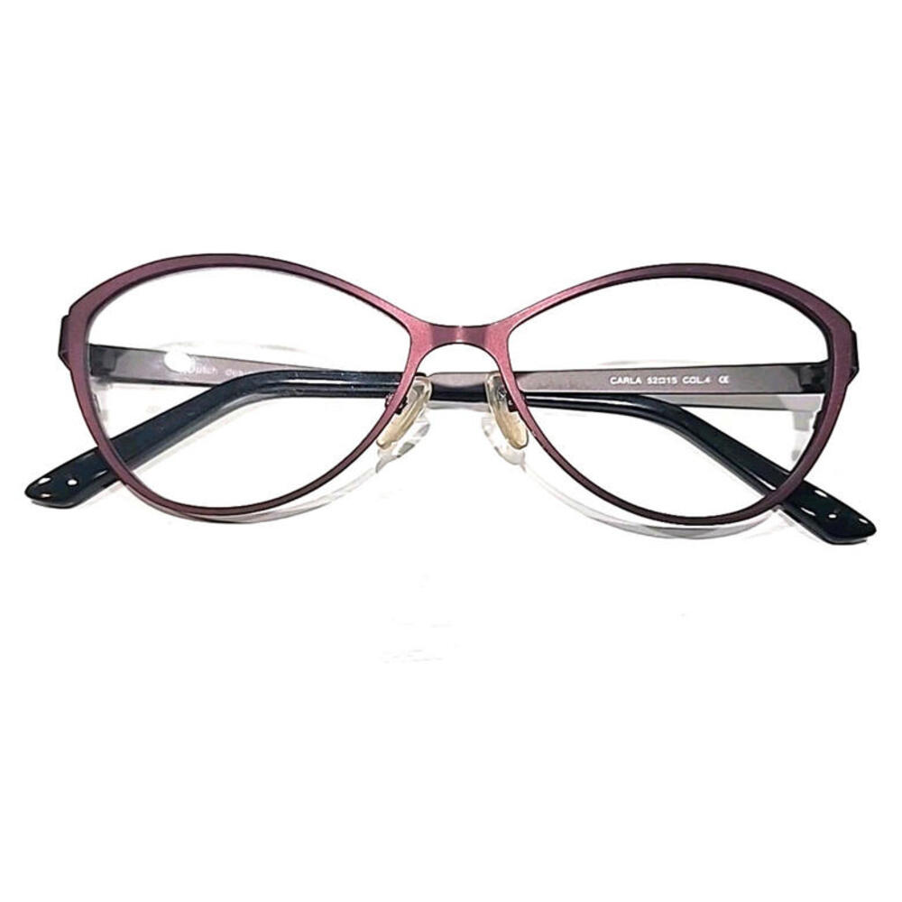 Roger Carla COL 4 Purple Metal Black Oval Cat Eye Eyeglasses 52-15